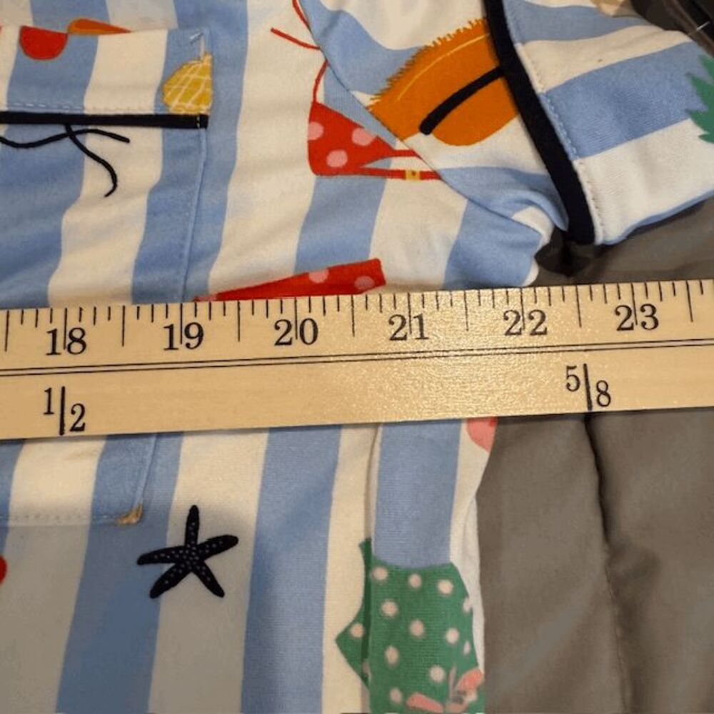 NWT Kate Spade Cabana Print Aqua Stripe Beach Print Pajama Set Size Large - Picture 8 of 13